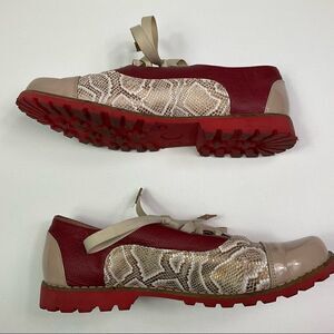 Tan/Red Genuine Leather Loafers Size 40